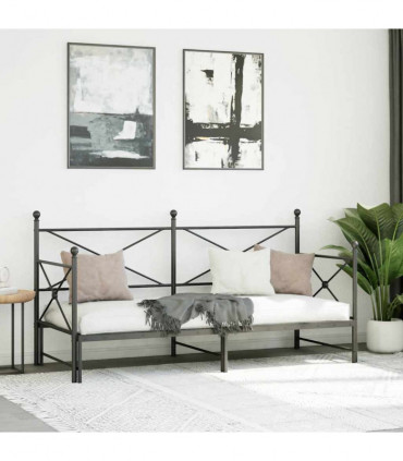 vidaXL Daybed with Trundle without Mattress Black 80x200 cm Steel