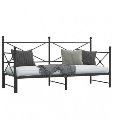 vidaXL Daybed with Trundle without Mattress Black 80x200 cm Steel
