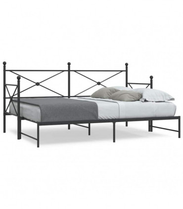 vidaXL Daybed with Trundle without Mattress Black 90x190 cm Steel