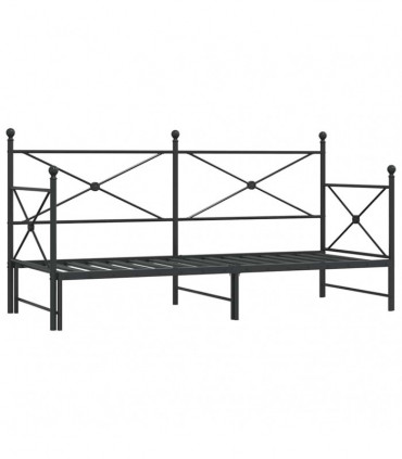 vidaXL Daybed with Trundle without Mattress Black 90x190 cm Steel