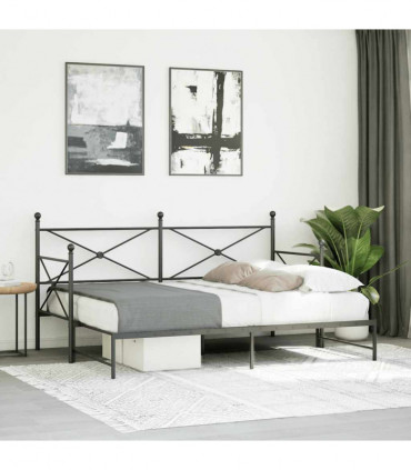 vidaXL Daybed with Trundle without Mattress Black 90x190 cm Steel