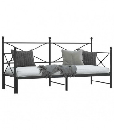 vidaXL Daybed with Trundle without Mattress Black 90x190 cm Steel