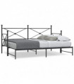 vidaXL Daybed with Trundle without Mattress Black 90x200 cm Steel