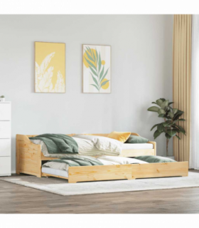 vidaXL Daybed with Trundle without Mattress IRUN 90x200 cm