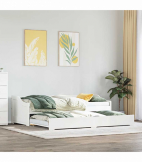 vidaXL Daybed with Trundle without Mattress IRUN White 90x200 cm