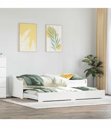 vidaXL Daybed with Trundle without Mattress IRUN White 90x200 cm