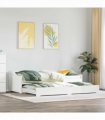 vidaXL Daybed with Trundle without Mattress IRUN White 90x200 cm