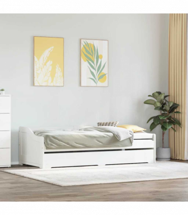 vidaXL Daybed with Trundle without Mattress IRUN White 90x200 cm