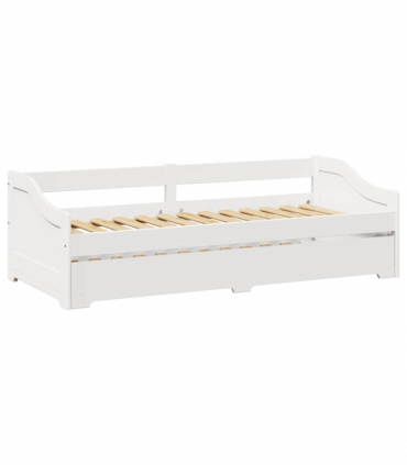 vidaXL Daybed with Trundle without Mattress IRUN White 90x200 cm