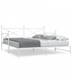 vidaXL Daybed with Trundle without Mattress White 100x190 cm Steel