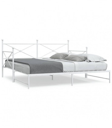 vidaXL Daybed with Trundle without Mattress White 100x190 cm Steel