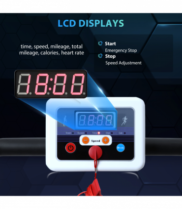 1-10Km/h Folding Treadmill Home Running Fitness Machine Safety Stopper HOMCOM