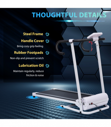 1-10Km/h Folding Treadmill Home Running Fitness Machine Safety Stopper HOMCOM