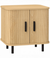 HOMCOM Nightstand with Sliding Doors and Metal Legs for Bedroom Oak Tone