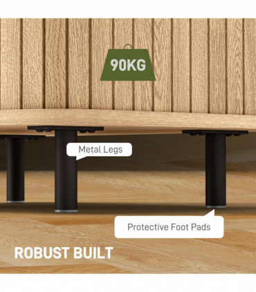 HOMCOM Nightstand with Sliding Doors and Metal Legs for Bedroom Oak Tone