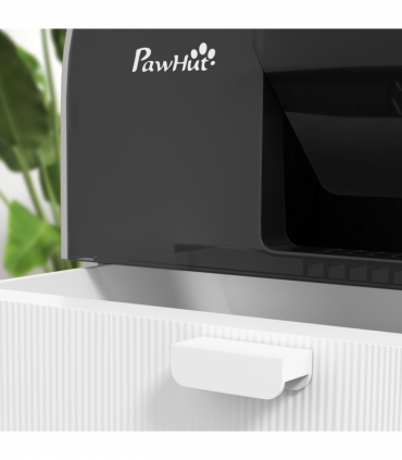 PawHut Cat Litter Box Kitten Litter Tray w/ Lid, Scoop, Filter, Flap Door, Grey