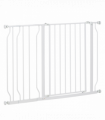 PawHut Dog Gate Wide Stair Gate w/ Door Pressure Fit, 75-115W cm, White