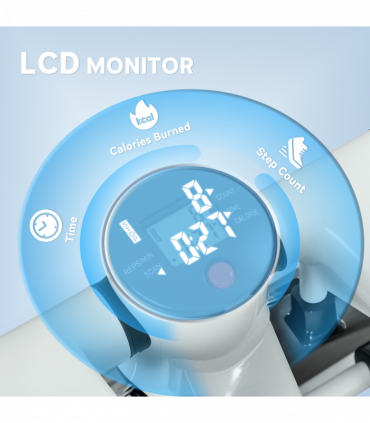 SPORTNOW Mini Stepper Machine with LCD Monitor and Non-Slip Pedals, White