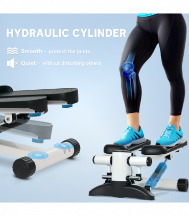 SPORTNOW Mini Stepper Machine with LCD Monitor and Non-Slip Pedals, White