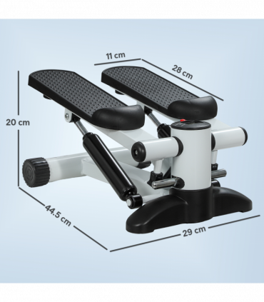 SPORTNOW Mini Stepper Machine with LCD Monitor and Non-Slip Pedals, White