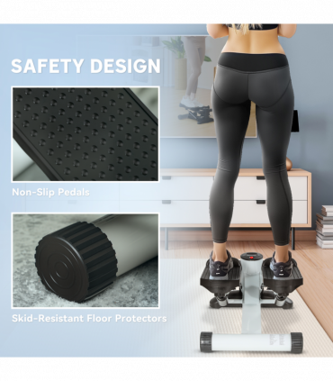 SPORTNOW Mini Stepper Machine with LCD Monitor and Non-Slip Pedals, White