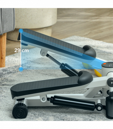 SPORTNOW Mini Stepper Machine with LCD Monitor and Non-Slip Pedals, White