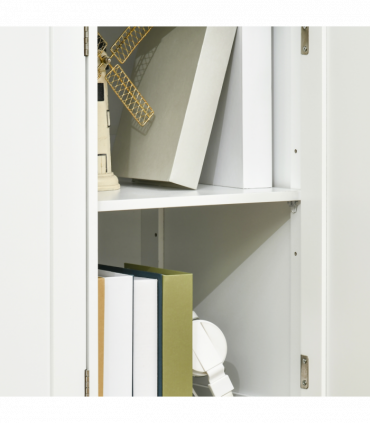 Sideboard with Rubberwood Top, Buffet Drawers and Adjustable Shelves White