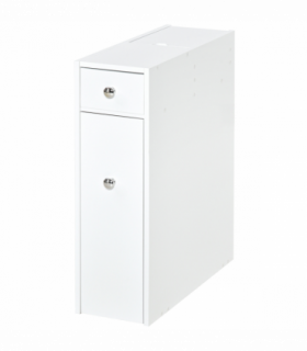 Slim Floor Cabinet Narrow Wooden Storage with Drawers Bathroom White HOMCOM