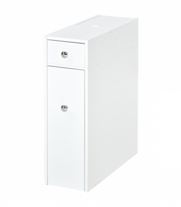 Slim Floor Cabinet Narrow Wooden Storage with Drawers Bathroom White HOMCOM