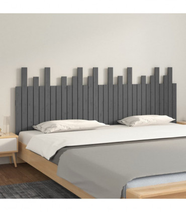 Wall Headboard Grey 204x3x80 cm Solid Wood Pine
