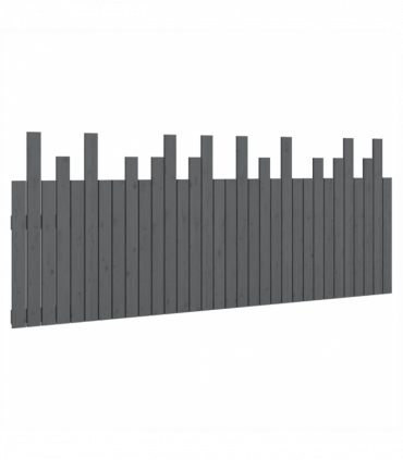 Wall Headboard Grey 204x3x80 cm Solid Wood Pine
