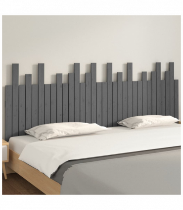 Wall Headboard Grey 204x3x80 cm Solid Wood Pine