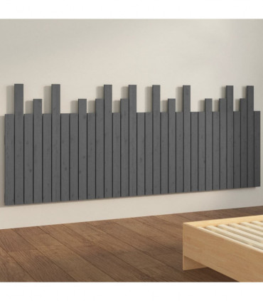 Wall Headboard Grey 204x3x80 cm Solid Wood Pine