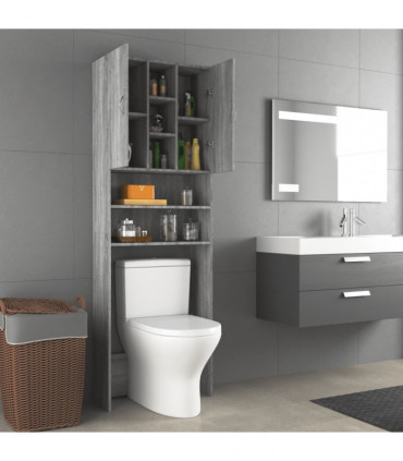 Washing Machine Cabinet Grey Sonoma 64x25.5x190 cm