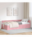 vidaXL Corner Bed Frame Pink 90 x 190 cm Velvet and Engineered wood