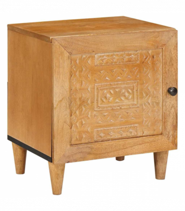 vidaXL Bedside Table Light brown 40 x 33 x 46 cm Solid mango wood