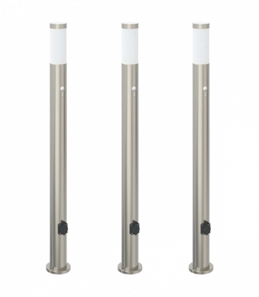 vidaXL Bollard Lights with Sensor&Outlet 3pcs 110 cm Stainless Steel IP44