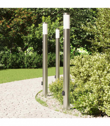 vidaXL Bollard Lights with Sensor&Outlet 3pcs 110 cm Stainless Steel IP44
