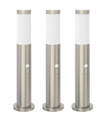 vidaXL Bollard Lights with Sensor 3pcs 50 cm Stainless Steel IP44
