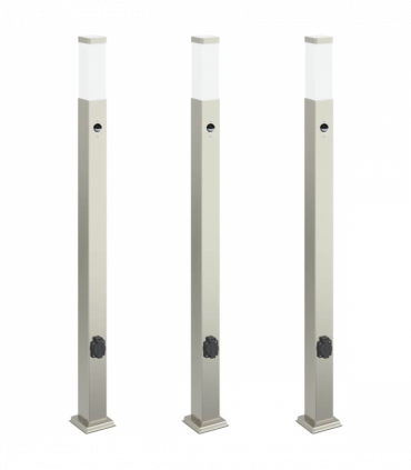 vidaXL Bollard Lights with Sensor&Outlet 3 pcs 110 cm Stainless Steel IP44