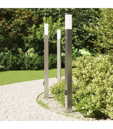 vidaXL Bollard Lights with Sensor&Outlet 3 pcs 110 cm Stainless Steel IP44