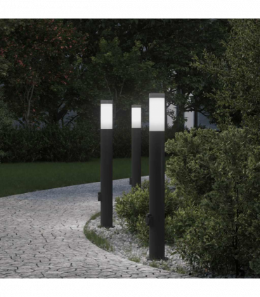 vidaXL Bollard Lights with Outlet 3pcs 80 cm Stainless Steel IP44
