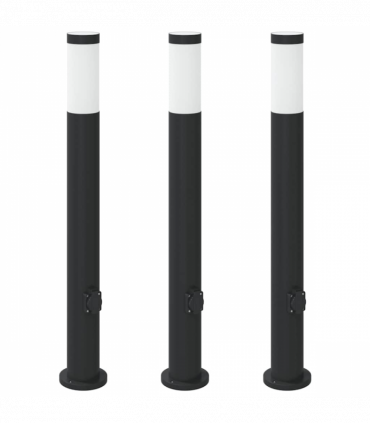 vidaXL Bollard Lights with Outlet 3pcs 80 cm Stainless Steel IP44