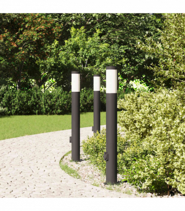 vidaXL Bollard Lights with Outlet 3pcs 80 cm Stainless Steel IP44