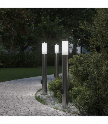 vidaXL Bollard Lights with Outlet 3pcs 80 cm Stainless Steel IP44