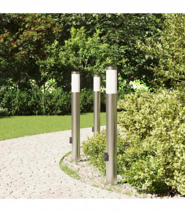 vidaXL Bollard Lights with Outlet 3pcs 80 cm Stainless Steel IP44