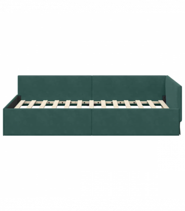vidaXL Corner Bed Frame Other with Headboard Dark green 100 x 200 cm