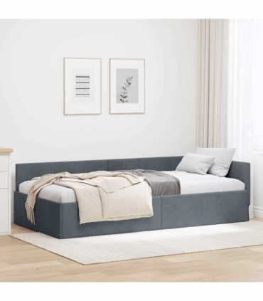 vidaXL Corner Bed Frame Other with Headboard Dark grey 80 x 200 cm