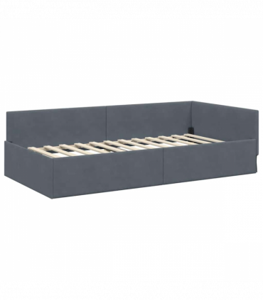 vidaXL Corner Bed Frame Other with Headboard Dark grey 80 x 200 cm