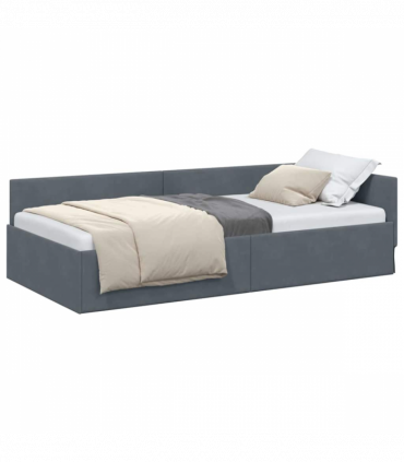 vidaXL Corner Bed Frame Other with Headboard Dark grey 80 x 200 cm